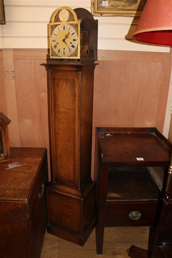 An oak Grandmother longcase clock H.167cm